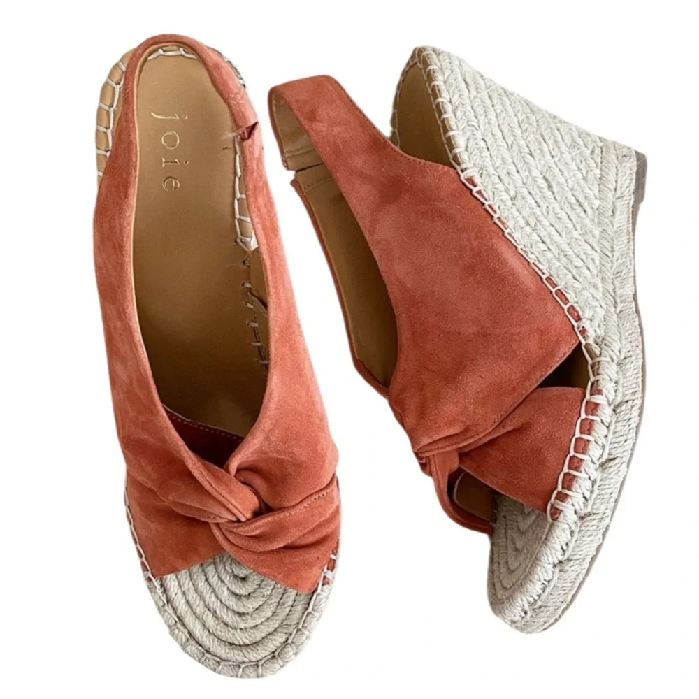 JOIE Kaili Suede Jute Wedge Espadrilles Sandals - Rust Size 6 — FALL VIBES!!!